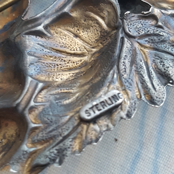 🌙Huge Sterling Blue Rhinestone Flower Brooch - Picture 6 of 15